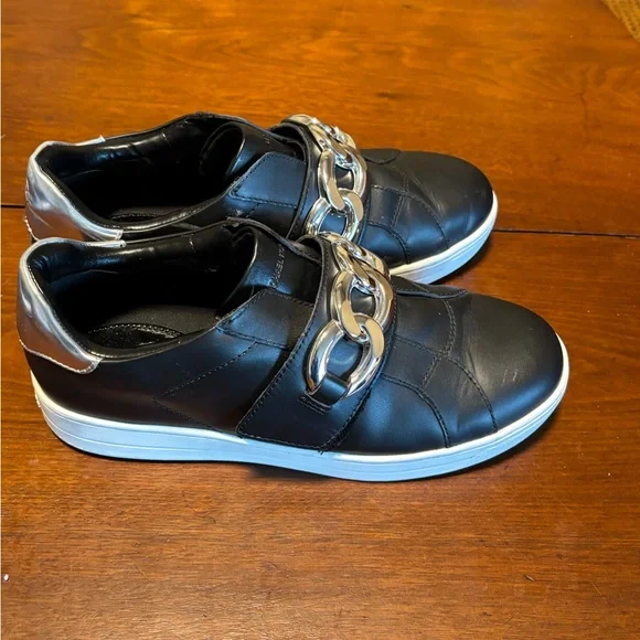 Michael Kors Kenna Chain Link Leather Sneakers Women’s Black Size 8 Style FT20L - Picture 7 of 11